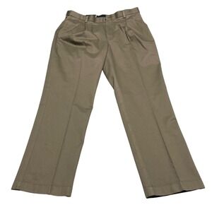 Roundtree & Yorke Mens Chino Pants 38x32 Brown Classic Fit Pleated Non-Iron NWT